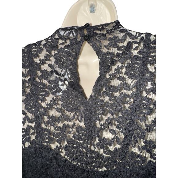 Vestique Black Lace Sheer Overlay Long Sleeve Midi Dress | NWOT | Size S - Picture 6 of 9